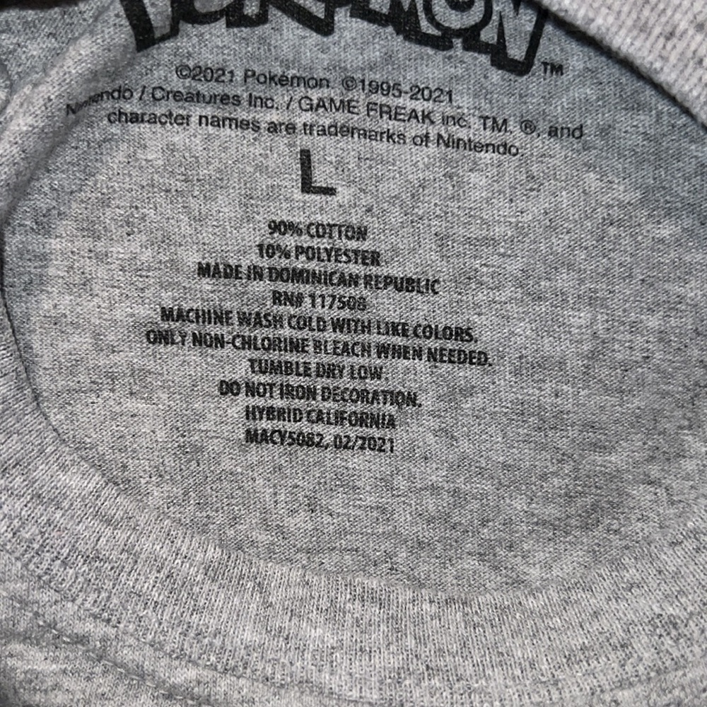 Pokemon Kids Pikachu Cotton Blend Grey Character T-shirt Size L - Picture 5 of 5